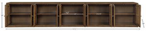 Meridian Furniture Vero Art Deco Oak Veneer Buffet with Cane Panels Modular Sideboard for Dining Room Brown 5pc (157.5" W) 77052Brown-T-5PC