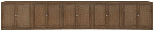 Meridian Furniture Vero Art Deco Oak Veneer Buffet with Cane Panels Modular Sideboard for Dining Room Brown 5pc (157.5" W) 77052Brown-T-5PC