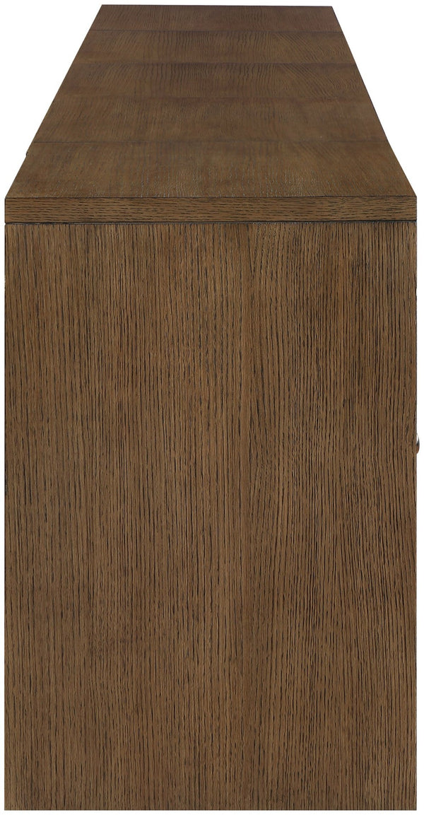 Meridian Furniture Vero Art Deco Oak Veneer Buffet with Cane Panels Modular Sideboard for Dining Room Brown 5pc (157.5" W) 77052Brown-T-5PC