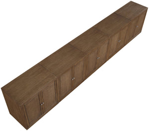 Meridian Furniture Vero Art Deco Oak Veneer Buffet with Cane Panels Modular Sideboard for Dining Room Brown 5pc (157.5" W) 77052Brown-T-5PC