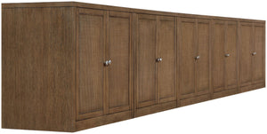Meridian Furniture Vero Art Deco Oak Veneer Buffet with Cane Panels Modular Sideboard for Dining Room Brown 5pc (157.5" W) 77052Brown-T-5PC