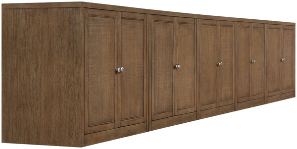 Meridian Furniture Vero Art Deco Oak Veneer Buffet with Cane Panels Modular Sideboard for Dining Room Brown 5pc (157.5" W) 77052Brown-T-5PC