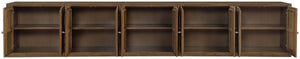 Meridian Furniture Vero Art Deco Oak Veneer Buffet with Cane Panels Modular Sideboard for Dining Room Brown 5pc (157.5" W) 77052Brown-T-5PC