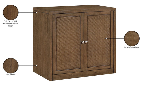Meridian Furniture Vero Art Deco Oak Veneer Buffet with Cane Panels Modular Sideboard for Dining Room Brown 1pc (31.5" W) 77052Brown-T