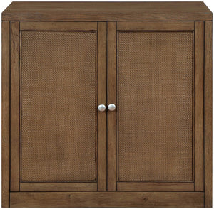 Meridian Furniture Vero Art Deco Oak Veneer Buffet with Cane Panels Modular Sideboard for Dining Room Brown 1pc (31.5" W) 77052Brown-T
