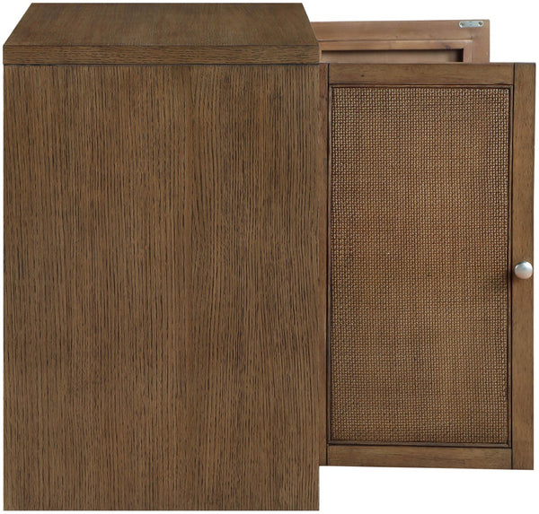 Meridian Furniture Vero Art Deco Oak Veneer Buffet with Cane Panels Modular Sideboard for Dining Room Brown 1pc (31.5" W) 77052Brown-T