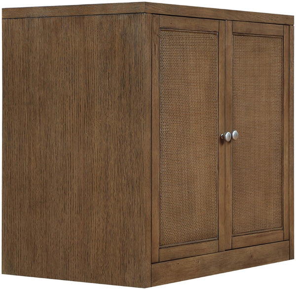 Meridian Furniture Vero Art Deco Oak Veneer Buffet with Cane Panels Modular Sideboard for Dining Room Brown 1pc (31.5" W) 77052Brown-T