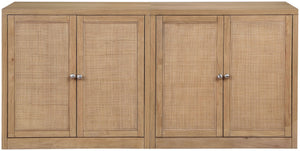 Meridian Furniture Vero Art Deco Oak Veneer Buffet with Cane Panels Modular Sideboard for Dining Room Natural 2pc (63" W) 77052Natural-T-2PC