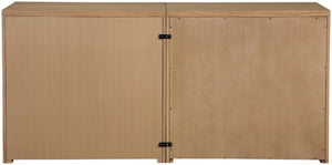 Meridian Furniture Vero Art Deco Oak Veneer Buffet with Cane Panels Modular Sideboard for Dining Room Natural 2pc (63" W) 77052Natural-T-2PC