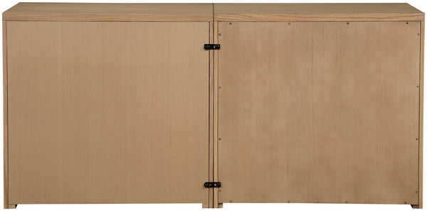 Meridian Furniture Vero Art Deco Oak Veneer Buffet with Cane Panels Modular Sideboard for Dining Room Natural 2pc (63" W) 77052Natural-T-2PC