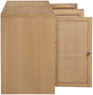 Meridian Furniture Vero Art Deco Oak Veneer Buffet with Cane Panels Modular Sideboard for Dining Room Natural 2pc (63" W) 77052Natural-T-2PC