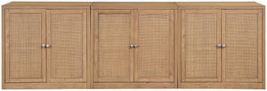 Meridian Furniture Vero Art Deco Oak Veneer Buffet with Cane Panels Modular Sideboard for Dining Room Natural 3pc (94.5" W) 77052Natural-T-3PC
