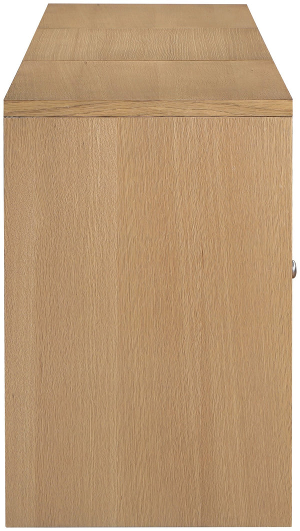 Meridian Furniture Vero Art Deco Oak Veneer Buffet with Cane Panels Modular Sideboard for Dining Room Natural 3pc (94.5" W) 77052Natural-T-3PC