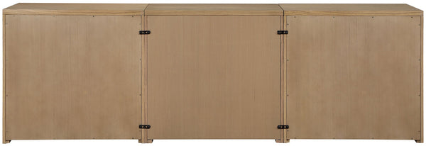 Meridian Furniture Vero Art Deco Oak Veneer Buffet with Cane Panels Modular Sideboard for Dining Room Natural 3pc (94.5" W) 77052Natural-T-3PC