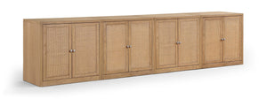 Meridian Furniture Vero Art Deco Oak Veneer Buffet with Cane Panels Modular Sideboard for Dining Room Natural 4pc (126" W) 77052Natural-T-4PC