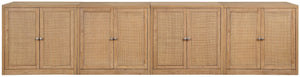 Meridian Furniture Vero Art Deco Oak Veneer Buffet with Cane Panels Modular Sideboard for Dining Room Natural 4pc (126" W) 77052Natural-T-4PC