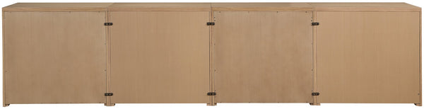 Meridian Furniture Vero Art Deco Oak Veneer Buffet with Cane Panels Modular Sideboard for Dining Room Natural 4pc (126" W) 77052Natural-T-4PC