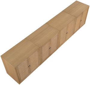 Meridian Furniture Vero Art Deco Oak Veneer Buffet with Cane Panels Modular Sideboard for Dining Room Natural 4pc (126" W) 77052Natural-T-4PC