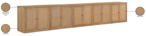 Meridian Furniture Vero Art Deco Oak Veneer Buffet with Cane Panels Modular Sideboard for Dining Room Natural 5pc (157.5" W) 77052Natural-T-5PC