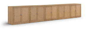Meridian Furniture Vero Art Deco Oak Veneer Buffet with Cane Panels Modular Sideboard for Dining Room Natural 5pc (157.5" W) 77052Natural-T-5PC