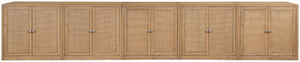Meridian Furniture Vero Art Deco Oak Veneer Buffet with Cane Panels Modular Sideboard for Dining Room Natural 5pc (157.5" W) 77052Natural-T-5PC
