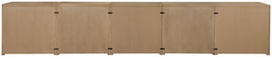 Meridian Furniture Vero Art Deco Oak Veneer Buffet with Cane Panels Modular Sideboard for Dining Room Natural 5pc (157.5" W) 77052Natural-T-5PC