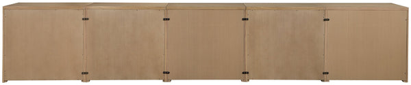 Meridian Furniture Vero Art Deco Oak Veneer Buffet with Cane Panels Modular Sideboard for Dining Room Natural 5pc (157.5" W) 77052Natural-T-5PC