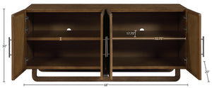 Meridian Furniture Sova Art Deco Buffet Sideboard with Oak Veneer Frame and Cane Door Panels for Dining Rooms Brown 77053Brown