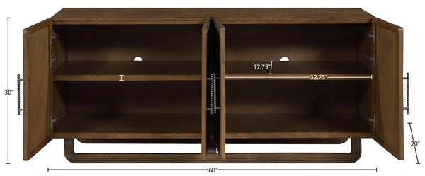 Meridian Furniture Sova Art Deco Buffet Sideboard with Oak Veneer Frame and Cane Door Panels for Dining Rooms Brown 77053Brown