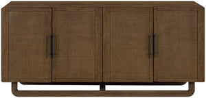 Meridian Furniture Sova Art Deco Buffet Sideboard with Oak Veneer Frame and Cane Door Panels for Dining Rooms Brown 77053Brown