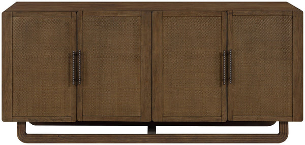Meridian Furniture Sova Art Deco Buffet Sideboard with Oak Veneer Frame and Cane Door Panels for Dining Rooms Brown 77053Brown