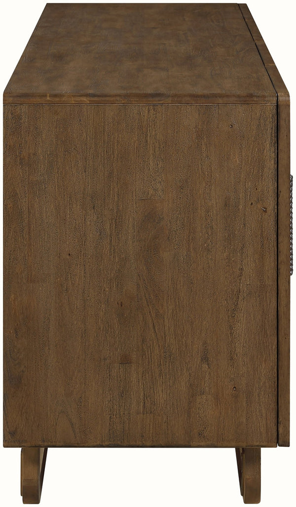 Meridian Furniture Sova Art Deco Buffet Sideboard with Oak Veneer Frame and Cane Door Panels for Dining Rooms Brown 77053Brown