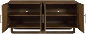 Meridian Furniture Sova Art Deco Buffet Sideboard with Oak Veneer Frame and Cane Door Panels for Dining Rooms Brown 77053Brown
