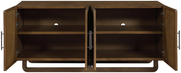 Meridian Furniture Sova Art Deco Buffet Sideboard with Oak Veneer Frame and Cane Door Panels for Dining Rooms Brown 77053Brown