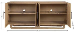 Meridian Furniture Sova Art Deco Buffet Sideboard with Oak Veneer Frame and Cane Door Panels for Dining Rooms Natural 77053Natural