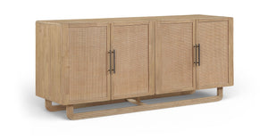 Meridian Furniture Sova Art Deco Buffet Sideboard with Oak Veneer Frame and Cane Door Panels for Dining Rooms Natural 77053Natural