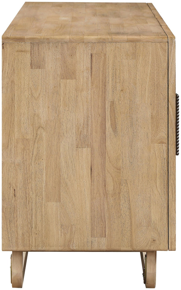 Meridian Furniture Sova Art Deco Buffet Sideboard with Oak Veneer Frame and Cane Door Panels for Dining Rooms Natural 77053Natural