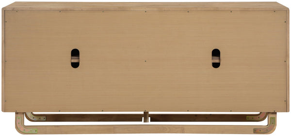 Meridian Furniture Sova Art Deco Buffet Sideboard with Oak Veneer Frame and Cane Door Panels for Dining Rooms Natural 77053Natural