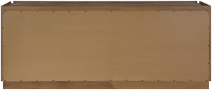 Meridian Furniture Everson Solid Oak Veneer Sideboard Mid-century Curved Low-profile Buffet for Dining Rooms Brown 77054Brown