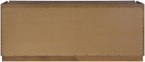 Meridian Furniture Everson Solid Oak Veneer Sideboard Mid-century Curved Low-profile Buffet for Dining Rooms Brown 77054Brown