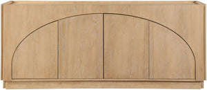 Meridian Furniture Everson Solid Oak Veneer Sideboard Mid-century Curved Low-profile Buffet for Dining Rooms Natural 77054Natural