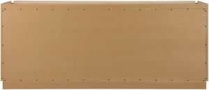 Meridian Furniture Everson Solid Oak Veneer Sideboard Mid-century Curved Low-profile Buffet for Dining Rooms Natural 77054Natural