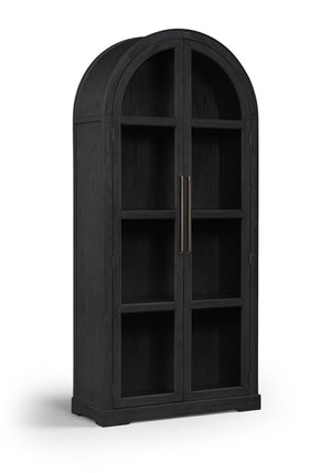 Meridian Furniture Corva Arched Glass Door Display Cabinet Art Deco Storage with Adjustable Shelves Living Room Black 77055Black