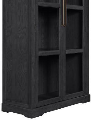 Meridian Furniture Corva Arched Glass Door Display Cabinet Art Deco Storage with Adjustable Shelves Living Room Black 77055Black