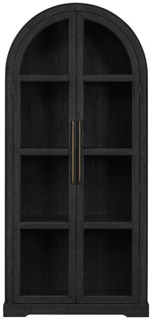 Meridian Furniture Corva Arched Glass Door Display Cabinet Art Deco Storage with Adjustable Shelves Living Room Black 77055Black