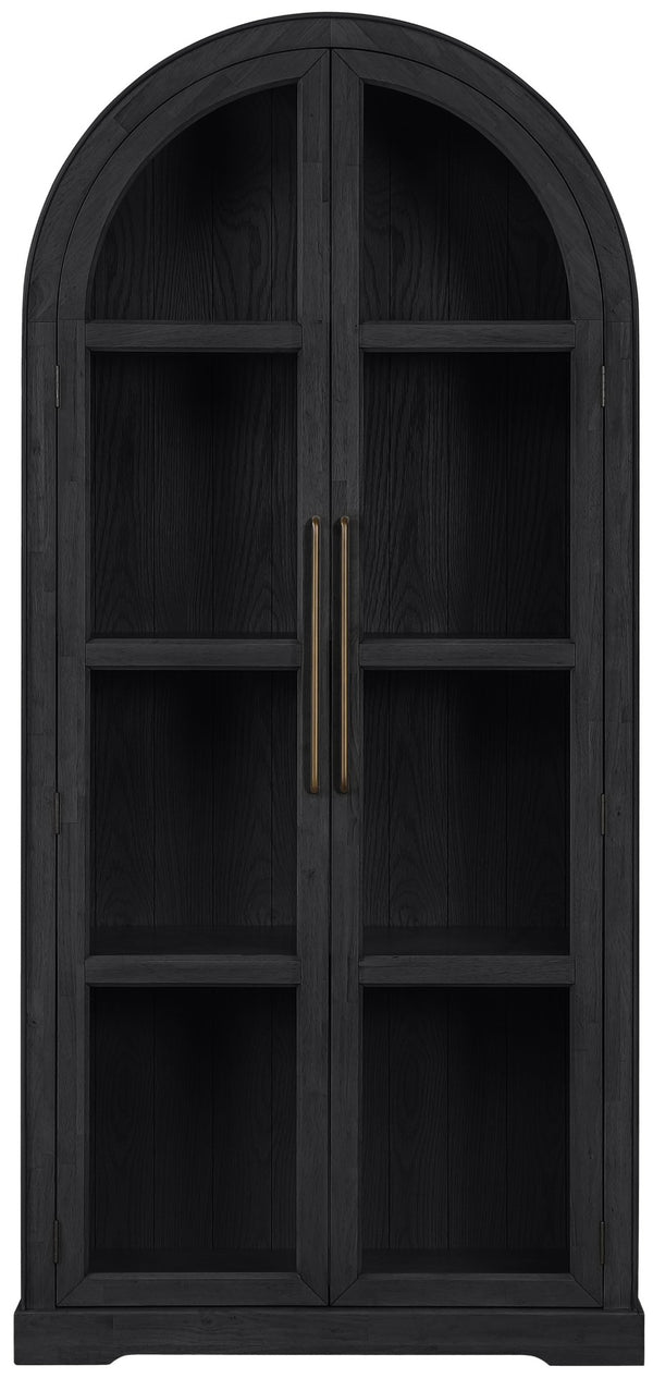 Meridian Furniture Corva Arched Glass Door Display Cabinet Art Deco Storage with Adjustable Shelves Living Room Black 77055Black