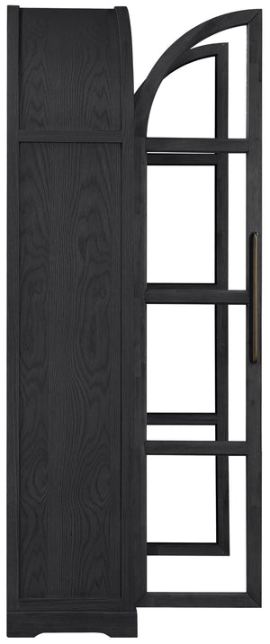 Meridian Furniture Corva Arched Glass Door Display Cabinet Art Deco Storage with Adjustable Shelves Living Room Black 77055Black