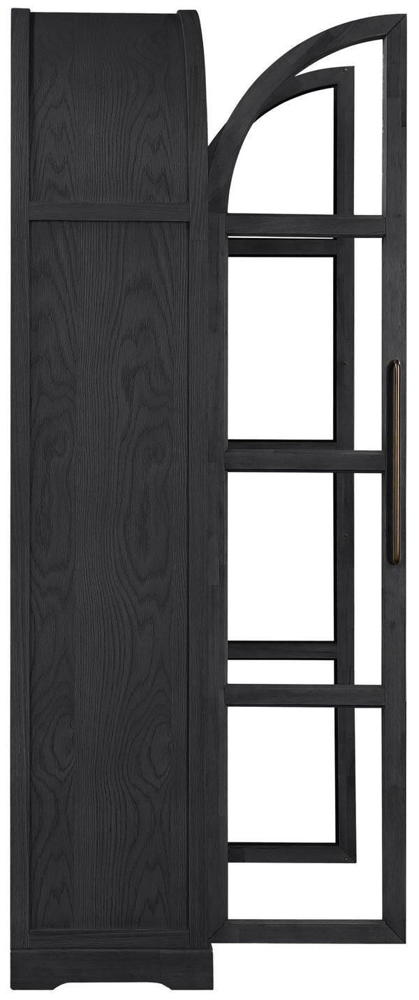 Meridian Furniture Corva Arched Glass Door Display Cabinet Art Deco Storage with Adjustable Shelves Living Room Black 77055Black
