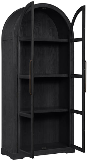 Meridian Furniture Corva Arched Glass Door Display Cabinet Art Deco Storage with Adjustable Shelves Living Room Black 77055Black