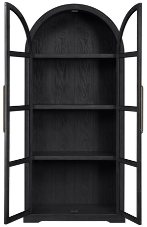 Meridian Furniture Corva Arched Glass Door Display Cabinet Art Deco Storage with Adjustable Shelves Living Room Black 77055Black